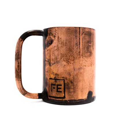 Field Ethos Everything Mug: heavy duty copper mug with FE logo stamped on the side.